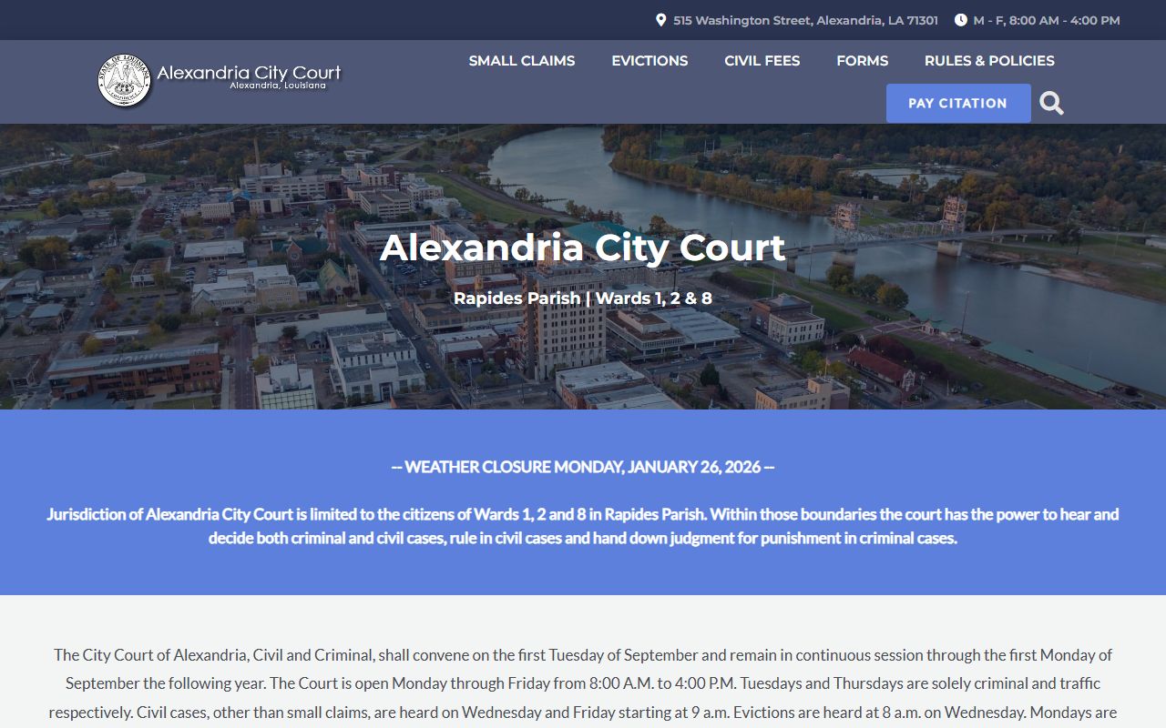 Alexandria criminal history records city court