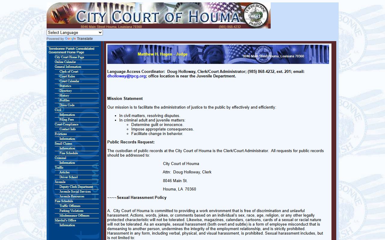 Houma criminal history records city court