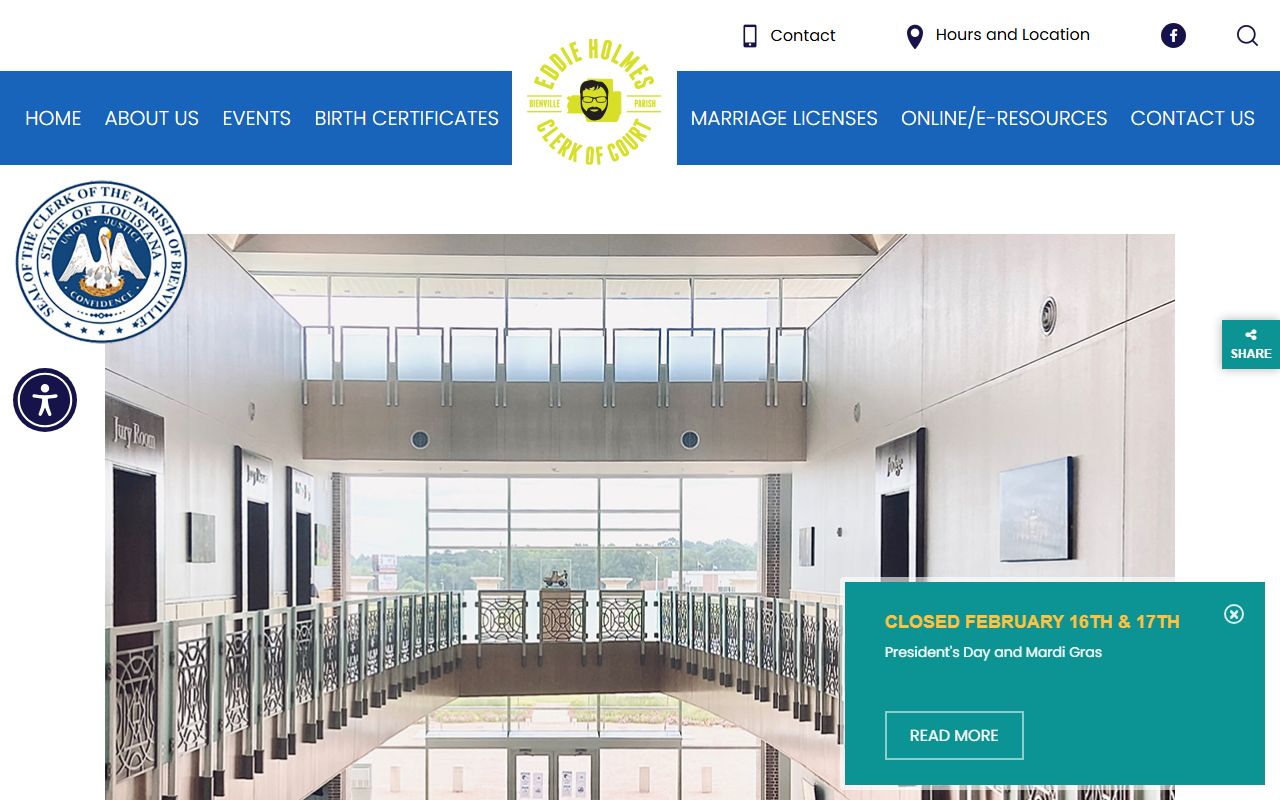 Bienville Parish Clerk of Court criminal history records website