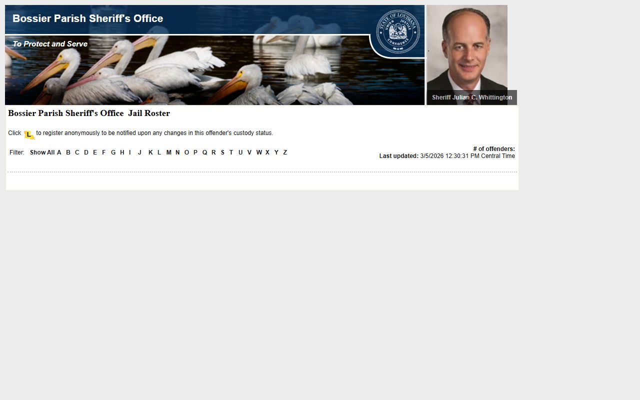 Bossier Parish inmate roster criminal history records