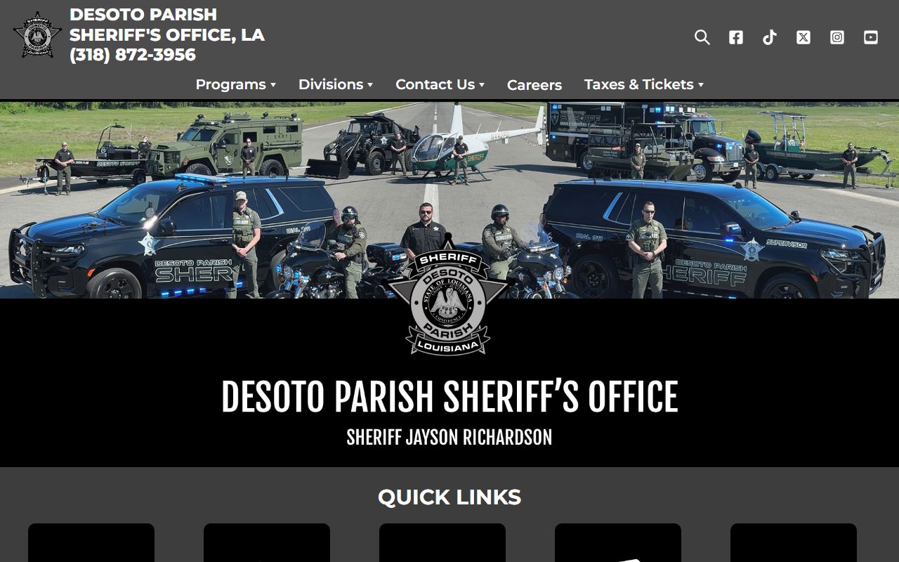 DeSoto Parish criminal history records Sheriff's Office website