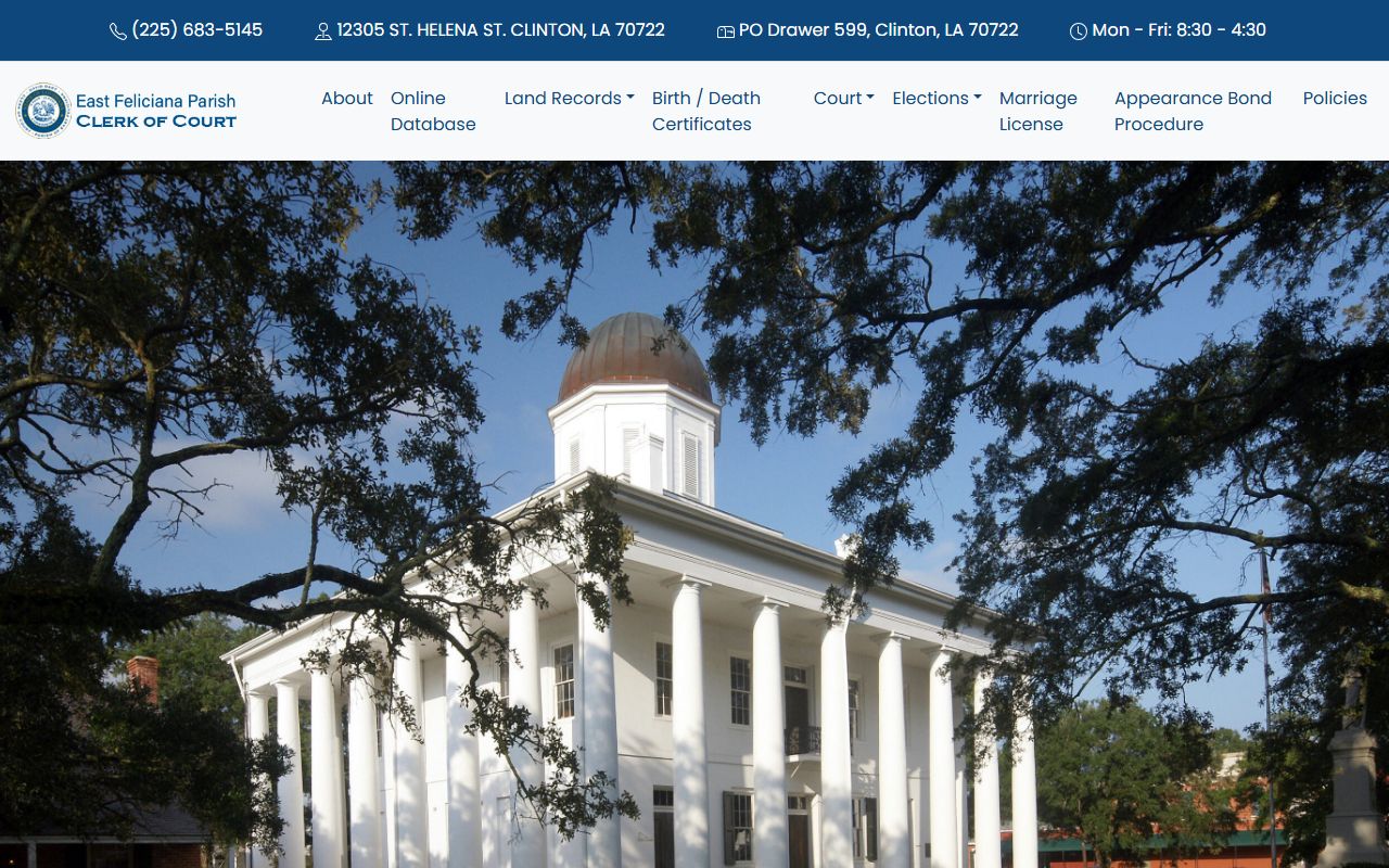 East Feliciana Parish criminal history records clerk of court website