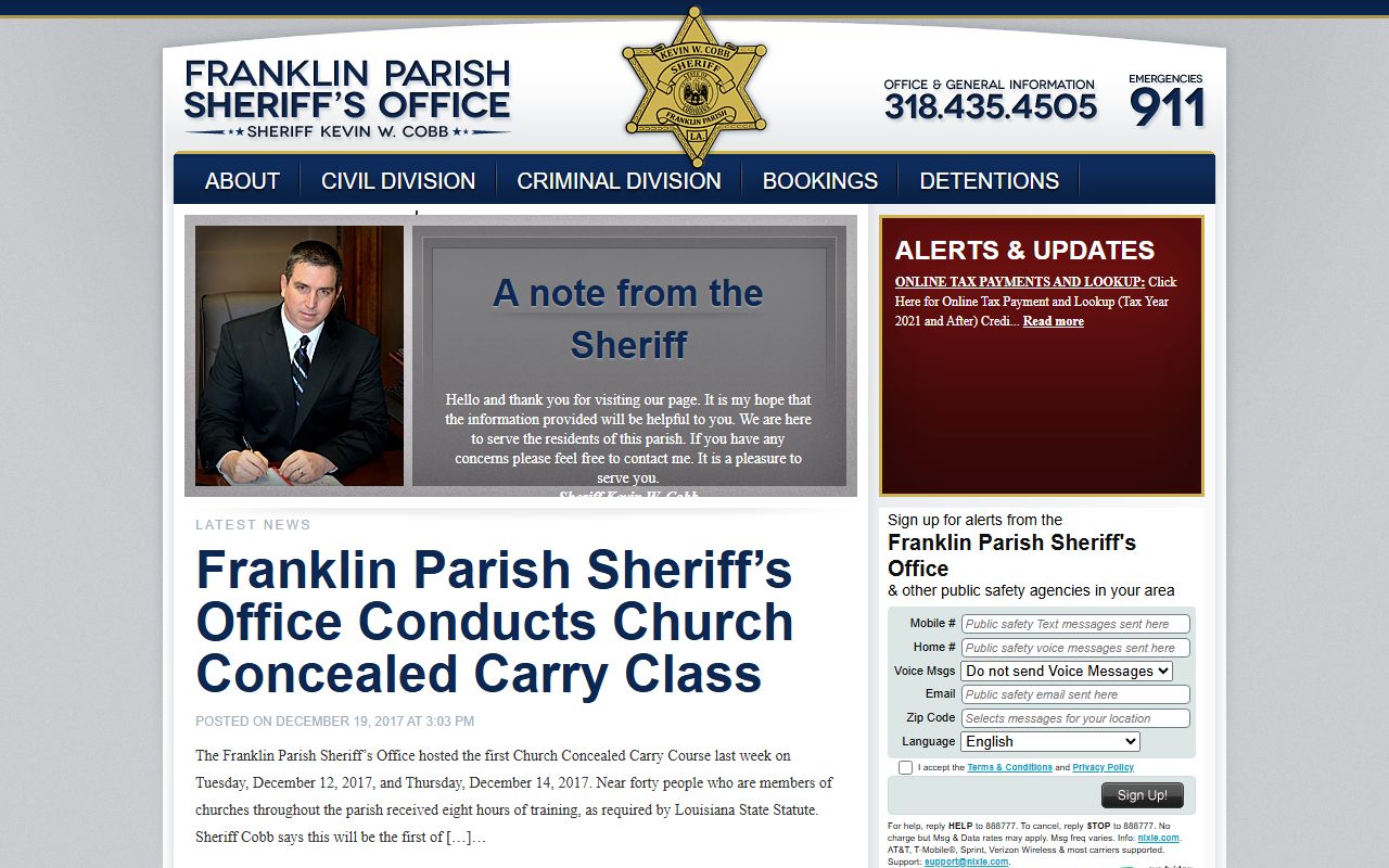 Franklin Parish criminal history records sheriff's office website