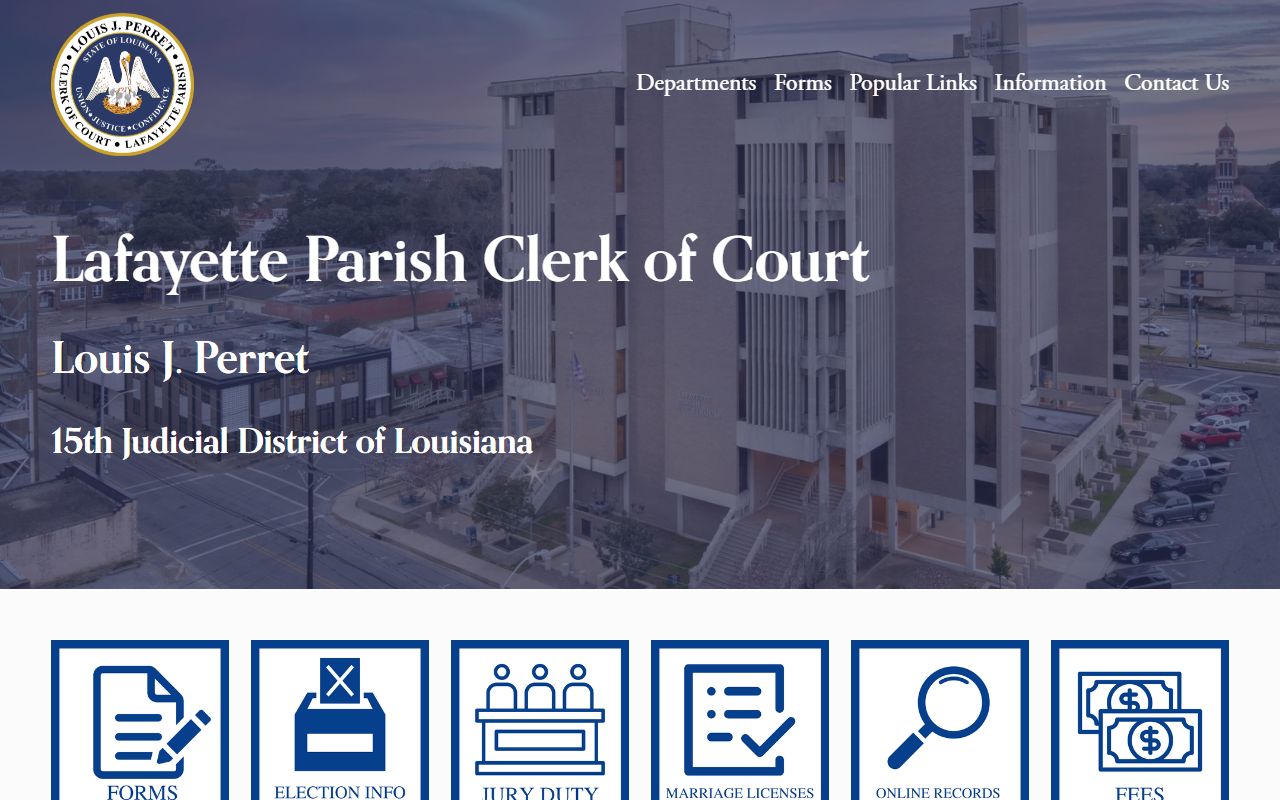 Lafayette Parish criminal history records clerk of court website