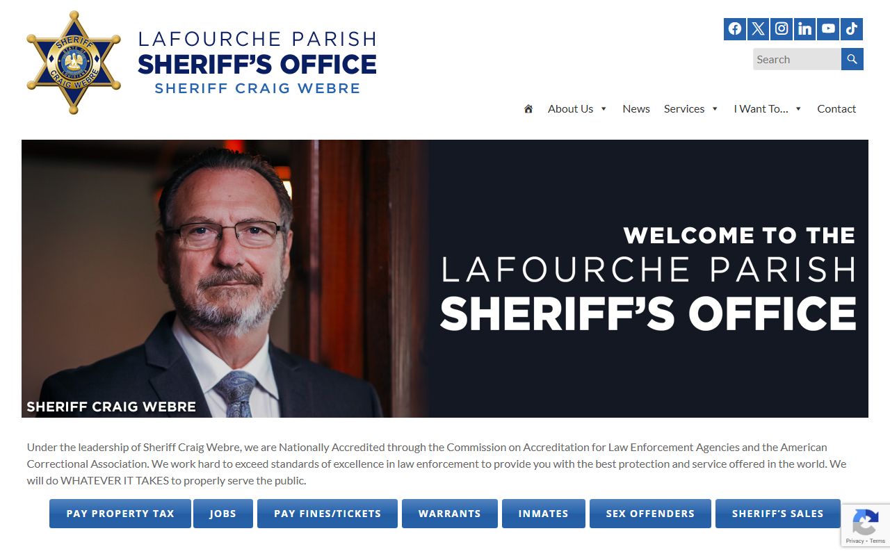 Lafourche Parish criminal history records sheriff's office website