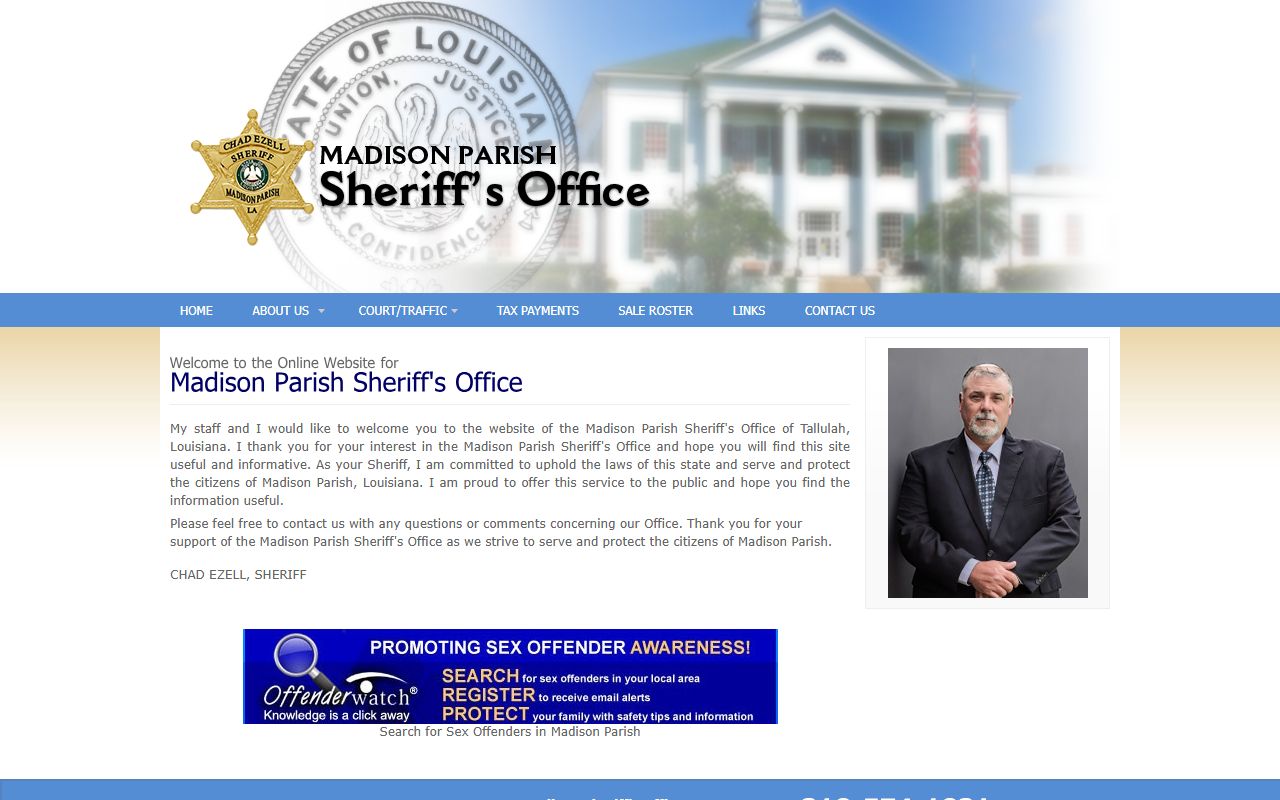 Madison Parish criminal history records sheriffs office website