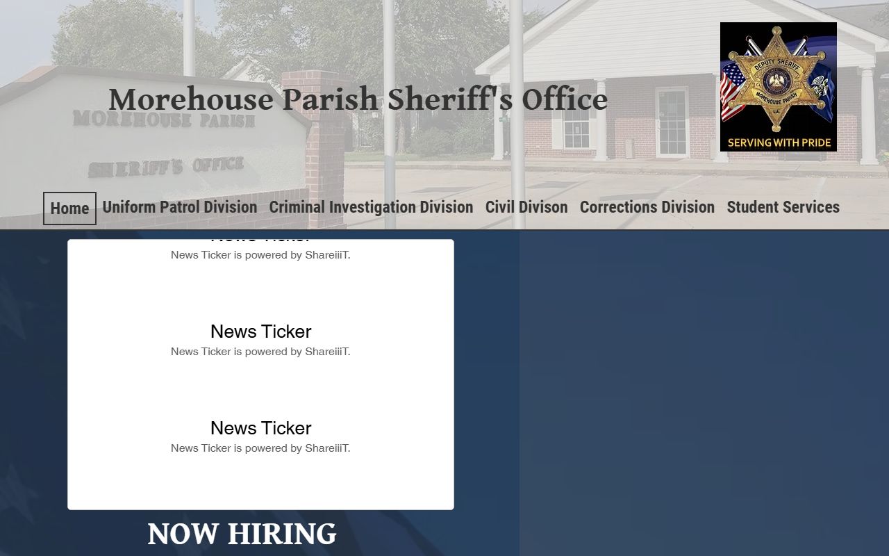 Morehouse Parish criminal history records sheriffs office website