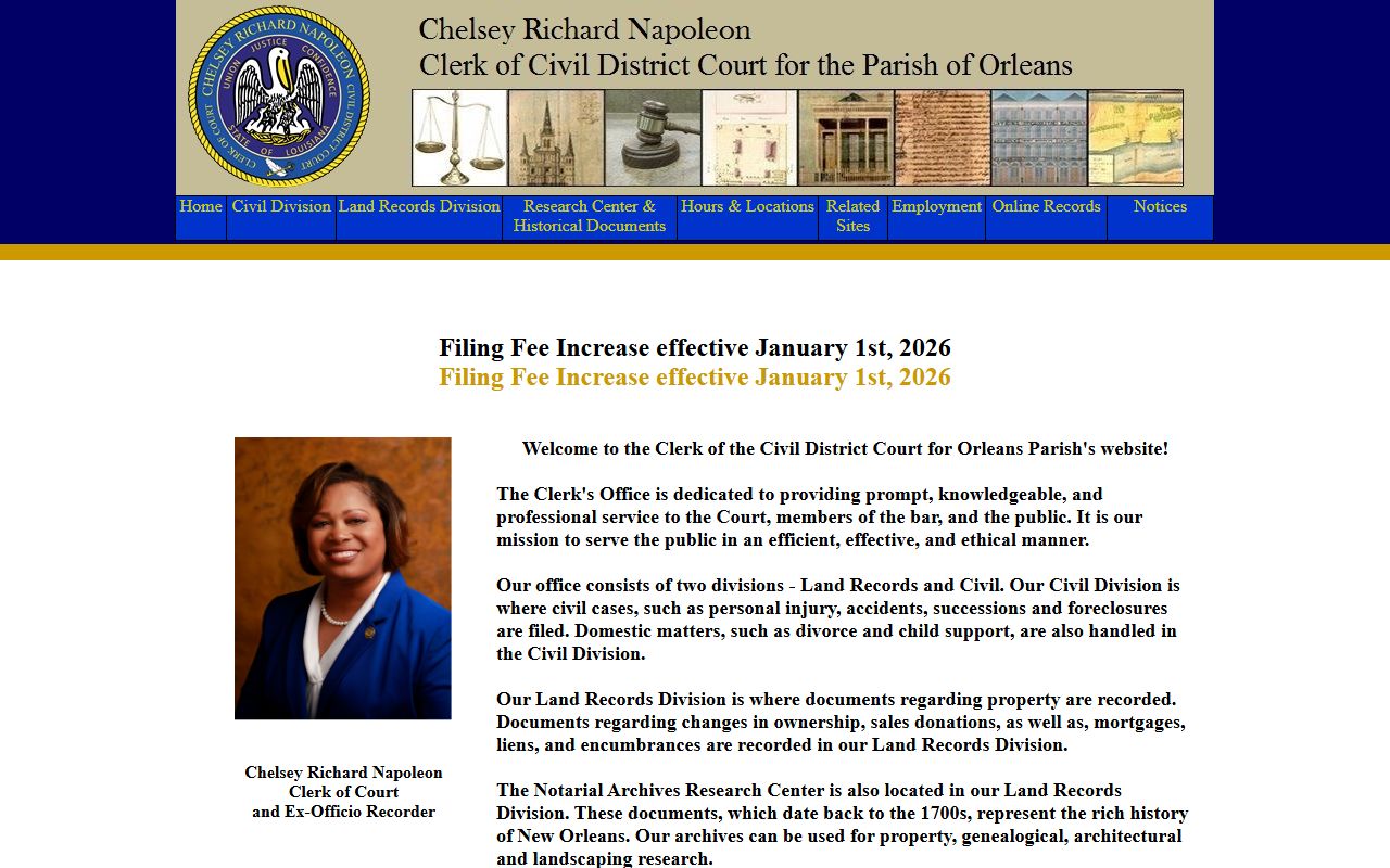Orleans Parish criminal history records civil clerk website