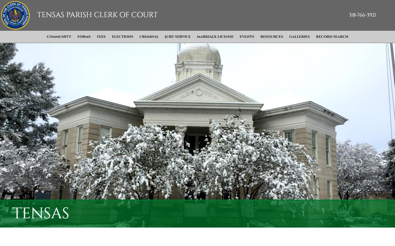 Tensas Parish criminal history records clerk of court website