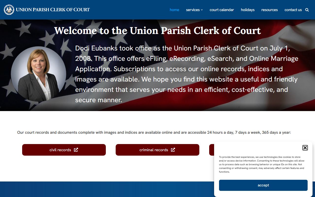 Union Parish criminal history records clerk of court website